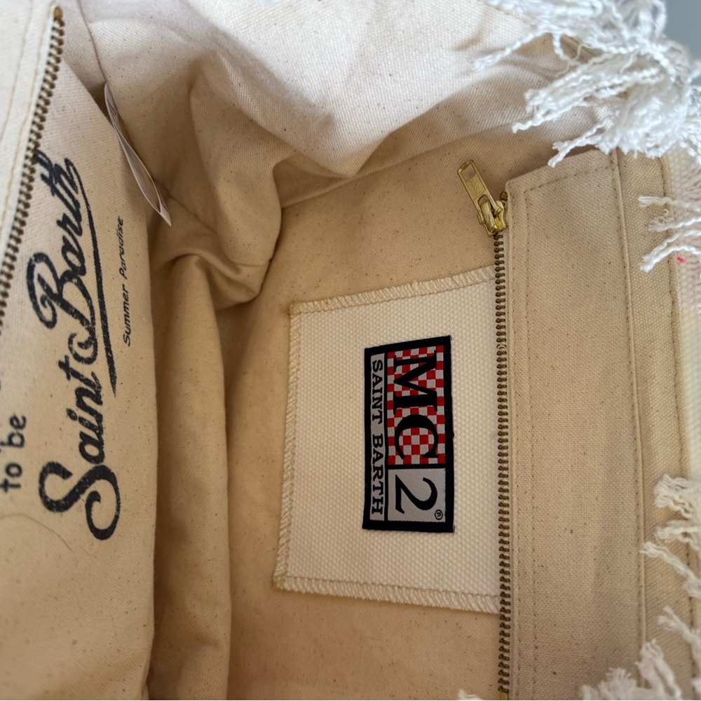 MC2 Saint Barth Cotton/Canvas Vanity Rug Bag in White/Hot Pink NWOT - Picture 3 of 3